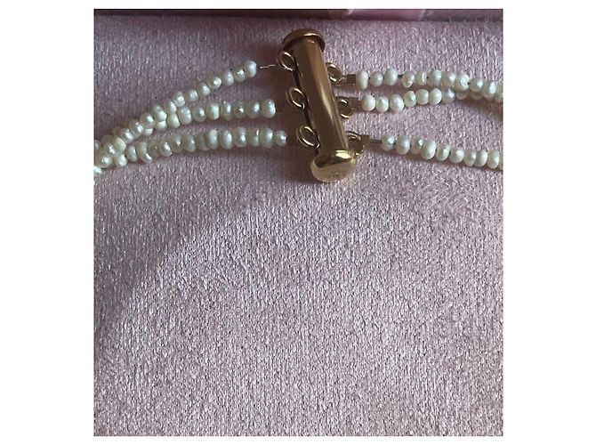 Autre Marque Collar de perlas de tres vueltas con cierre de oro 14K Blanco - vista 4