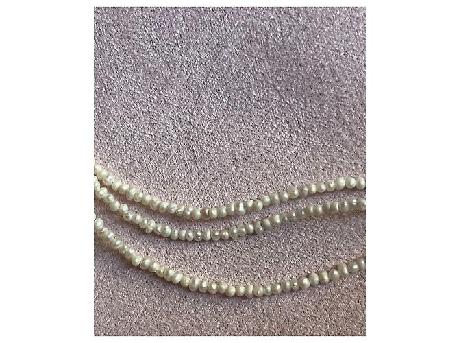 Autre Marque Collar de perlas de tres vueltas con cierre de oro 14K Blanco - vista 6