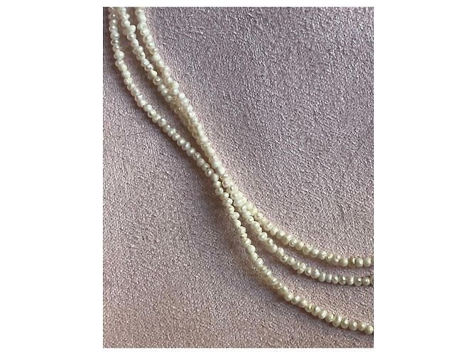 Autre Marque Collar de perlas de tres vueltas con cierre de oro 14K Blanco - vista 7