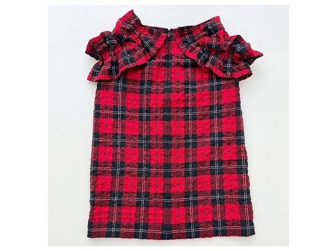 Simone Rocha Herbst 2014 Runway Tartan-Set Look 31 Schwarz Rot - Ansicht 17