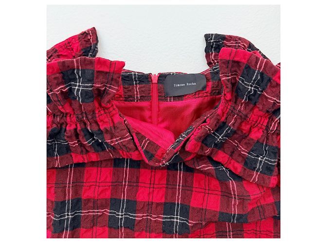 Simone Rocha Herbst 2014 Runway Tartan-Set Look 31 Schwarz Rot - Ansicht 18