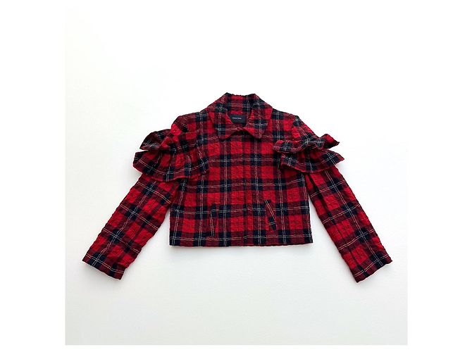 Simone Rocha Herbst 2014 Runway Tartan-Set Look 31 Schwarz Rot - Ansicht 7