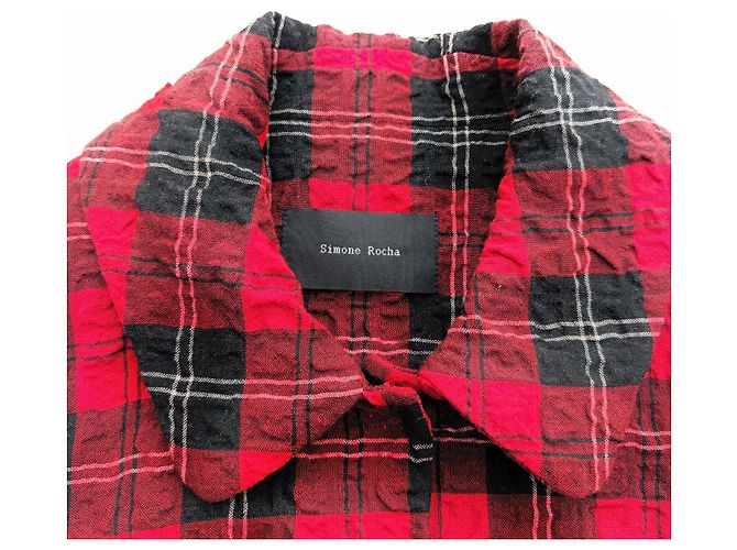 Simone Rocha Herbst 2014 Runway Tartan-Set Look 31 Schwarz Rot - Ansicht 9