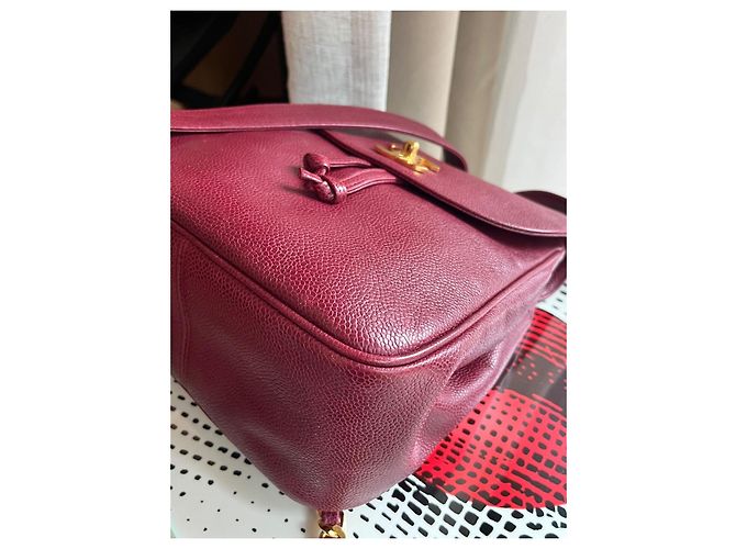 Zaino Chanel Vintage Burgundy Caviar Leather Bordò - vista 10