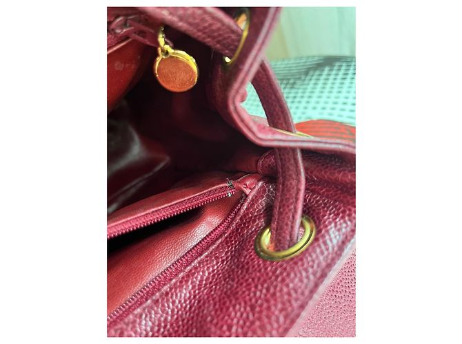 Zaino Chanel Vintage Burgundy Caviar Leather Bordò - vista 12