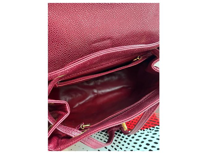 Zaino Chanel Vintage Burgundy Caviar Leather Bordò - vista 14