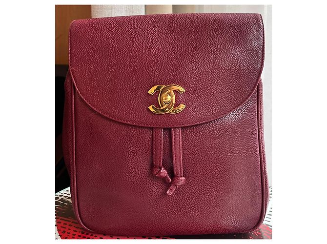 Zaino Chanel Vintage Burgundy Caviar Leather Bordò - vista 2