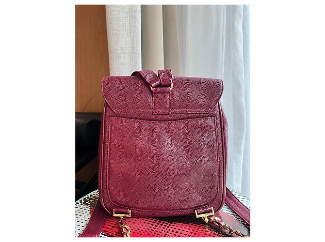 Zaino Chanel Vintage Burgundy Caviar Leather Bordò - vista 3