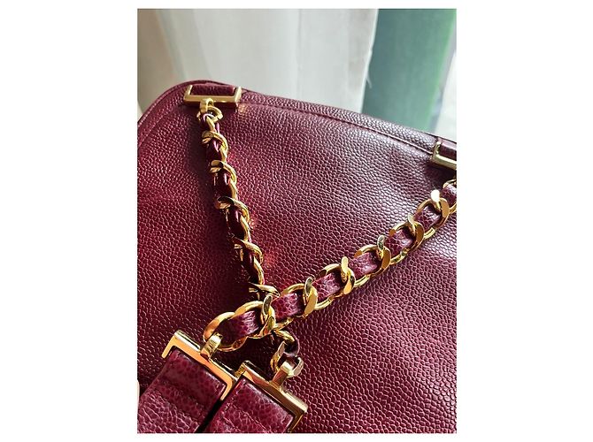 Zaino Chanel Vintage Burgundy Caviar Leather Bordò - vista 5