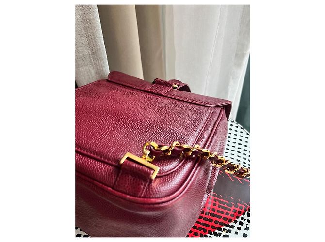 Zaino Chanel Vintage Burgundy Caviar Leather Bordò - vista 7