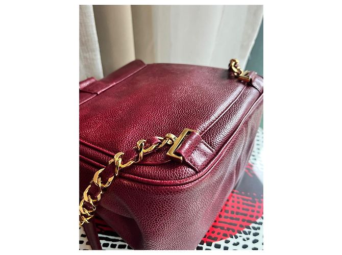 Zaino Chanel Vintage Burgundy Caviar Leather Bordò - vista 8