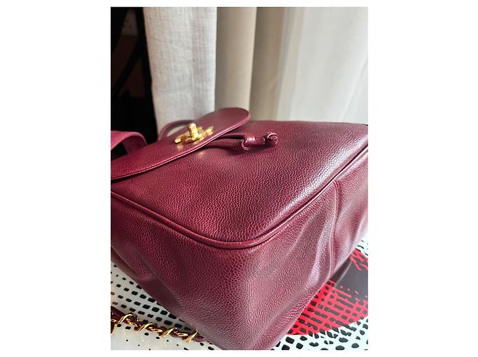 Zaino Chanel Vintage Burgundy Caviar Leather Bordò - vista 9
