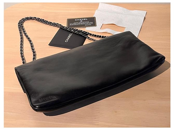 Borsa Chanel Classic Flap Pelle d'Agnello Nera Nero - vista 5