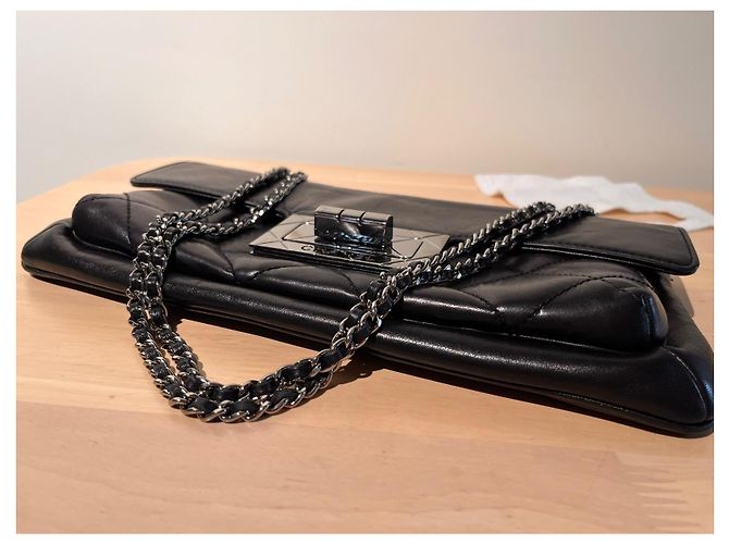 Borsa Chanel Classic Flap Pelle d'Agnello Nera Nero - vista 8