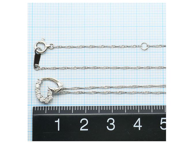 Autre Marque Platinhalskette PT850/PT900 mit Diamant - Ansicht 4