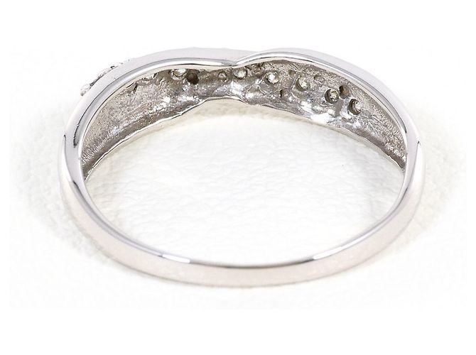 Autre Marque Anillo de banda en oro blanco de 18K y diamantes Dorado - vista 3