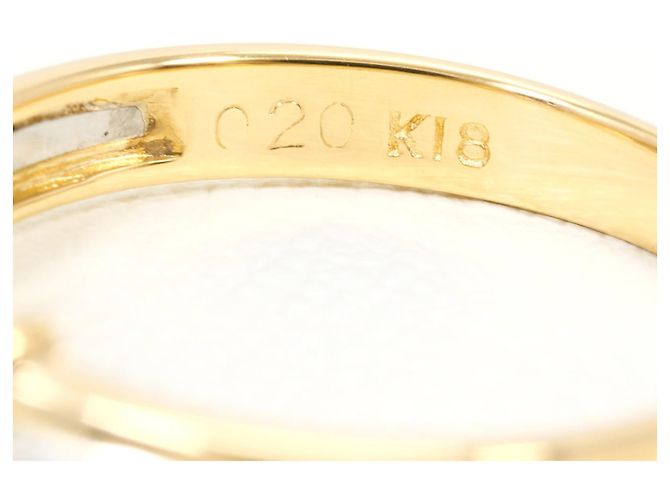 Autre Marque Platin- und Gelbgold-Ring mit Diamant Golden - Ansicht 4