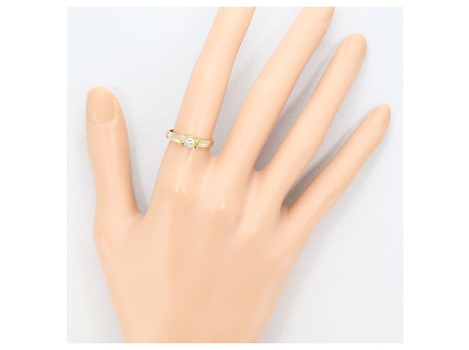 Autre Marque Platin- und Gelbgold-Ring mit Diamant Golden - Ansicht 6