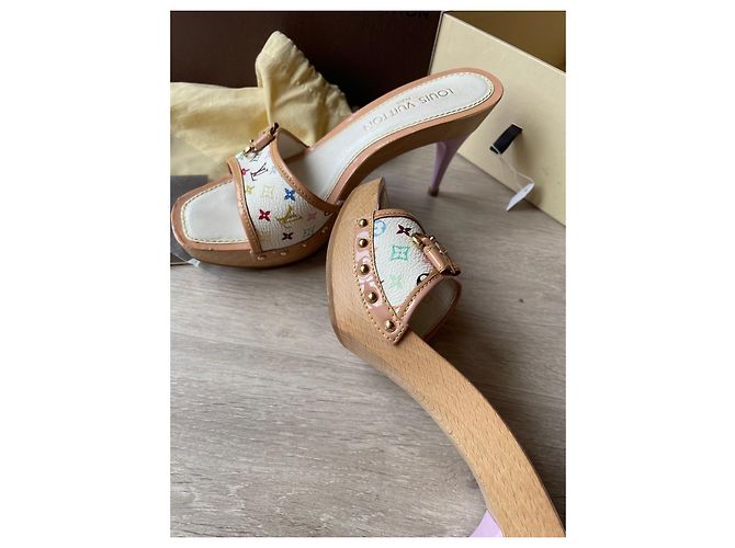 Louis Vuitton Mule con Zeppa Monogram Multicolore Bianco - vista 3