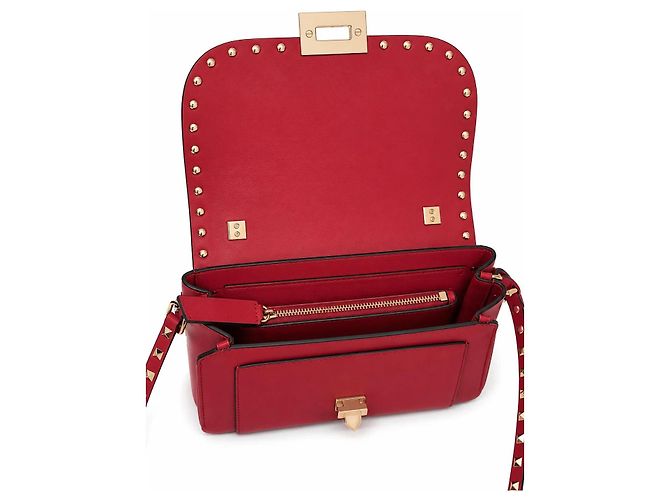 Valentino Garavani Rockstud Borsa a Tracolla in Pelle Rossa Rosso - vista 5