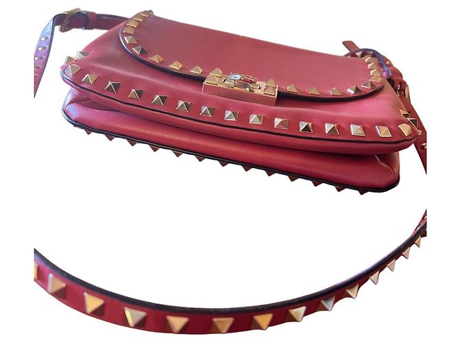 Valentino Garavani Rockstud Borsa a Tracolla in Pelle Rossa Rosso - vista 6