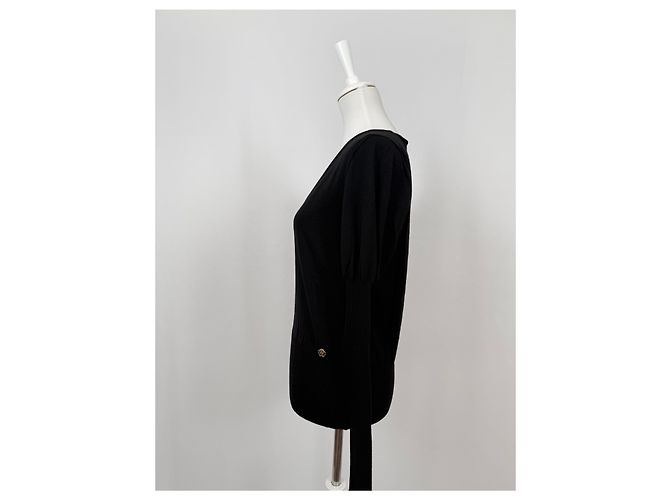Roberto Cavalli Maglione in lana fine nero con scollo a V - vista 4