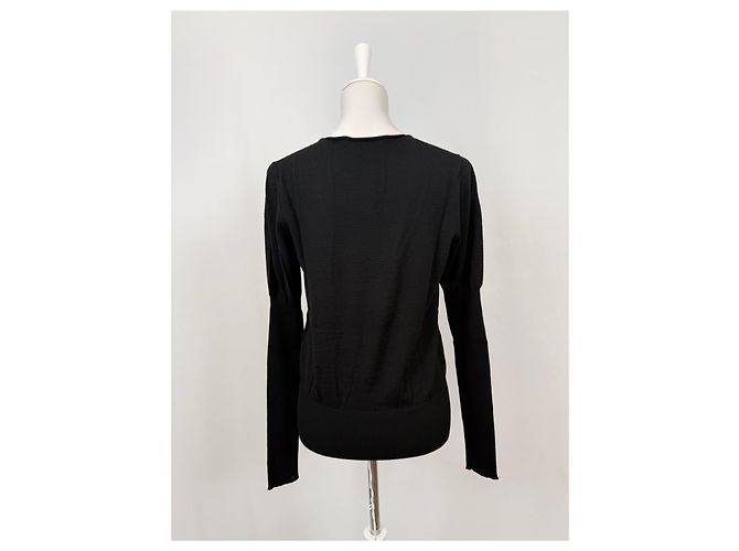 Roberto Cavalli Maglione in lana fine nero con scollo a V - vista 5