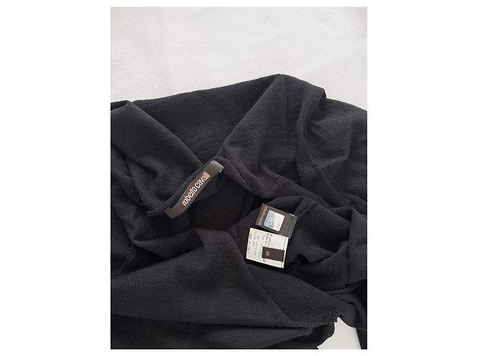 Roberto Cavalli Maglione in lana fine nero con scollo a V - vista 6