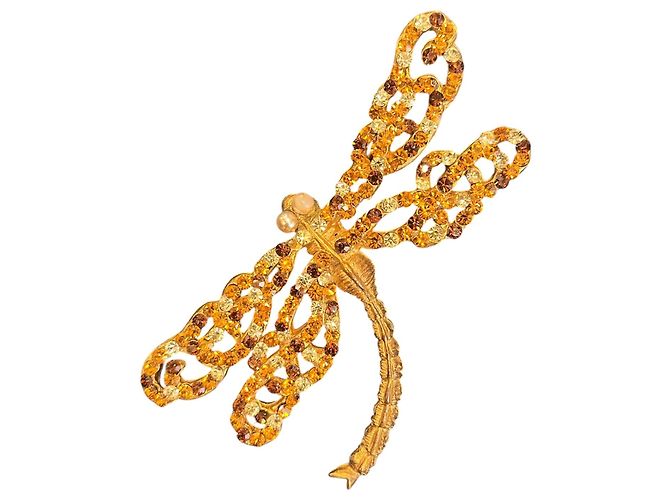 Autre Marque Spilla Lorene Paris a forma di libellula in oro con perle - vista 2