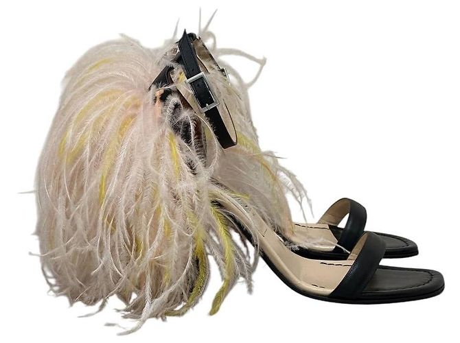 Emilio Pucci Feathered Strap High Block Heel Sandals sz. 39 Pre-owned - view 2