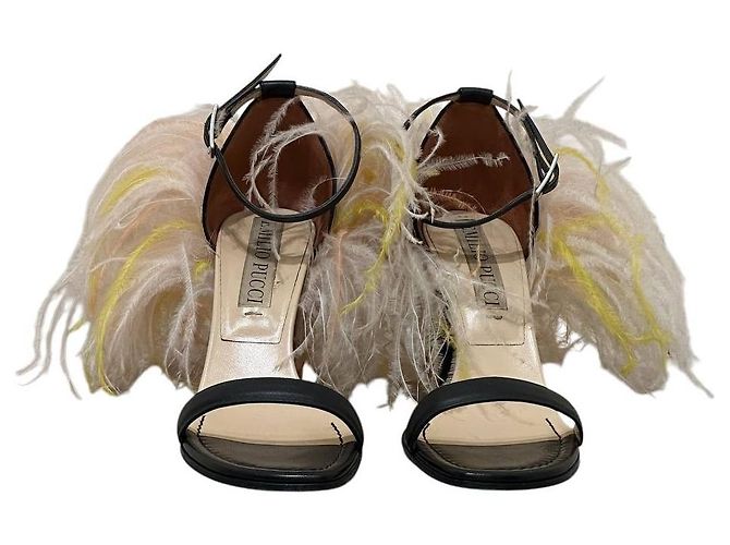 Emilio Pucci Feathered Strap High Block Heel Sandals sz. 39 Pre-owned - view 3