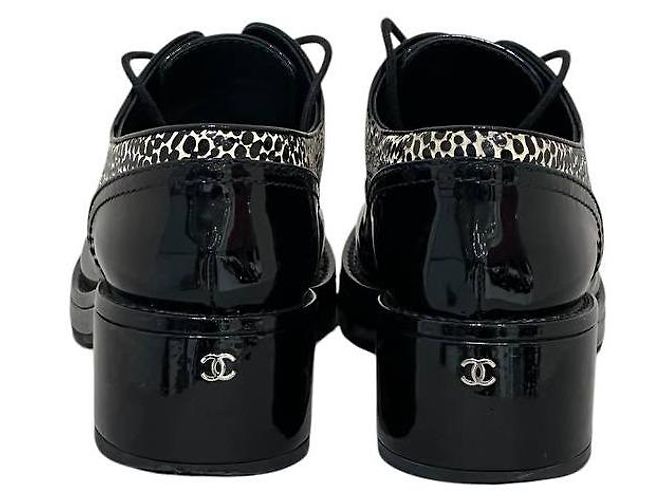 Chanel Derby mit Absatz aus Lackleder mit Leopardenmuster EU 38 Gebraucht - Ansicht 4