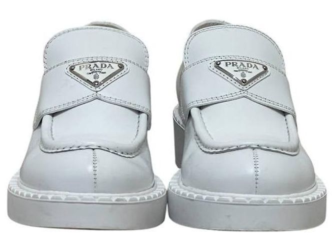 Prada White Leather Platform Oxfords - Damen Größe 38.5, gebraucht - Ansicht 6