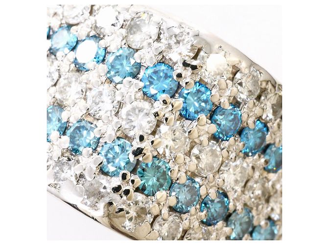 Autre Marque PT900 Platinring mit blauem Diamanten - Ansicht 2
