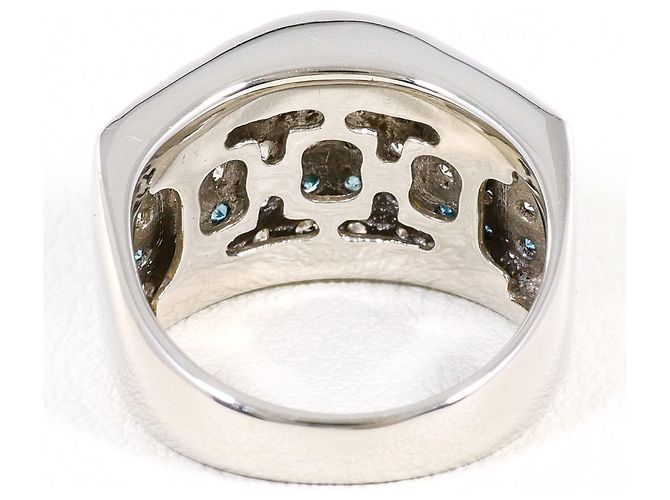 Autre Marque PT900 Platinring mit blauem Diamanten - Ansicht 4