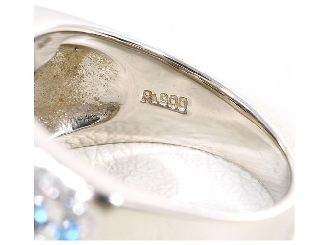Autre Marque PT900 Platinring mit blauem Diamanten - Ansicht 5