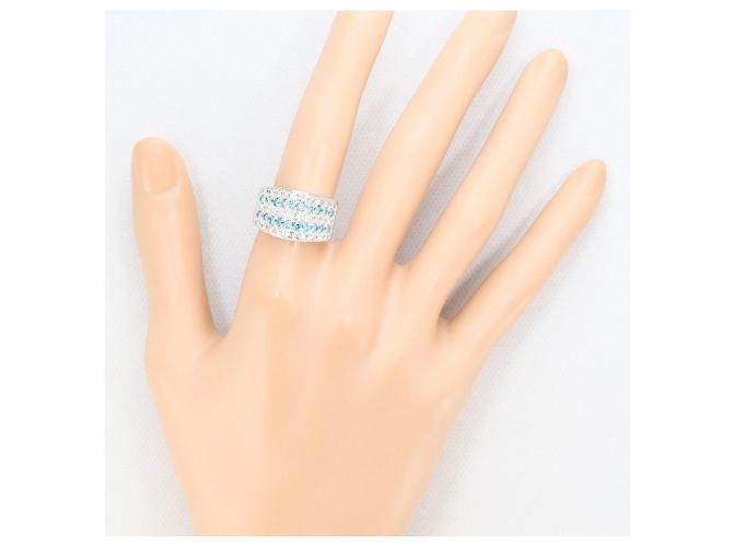 Autre Marque PT900 Platinring mit blauem Diamanten - Ansicht 7