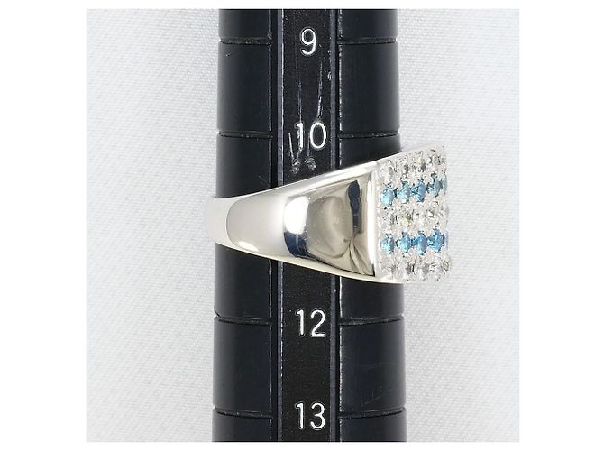 Autre Marque PT900 Platinring mit blauem Diamanten - Ansicht 8
