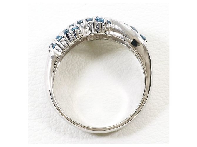 Autre Marque PT900 Platinring mit blauem Diamanten - Ansicht 3