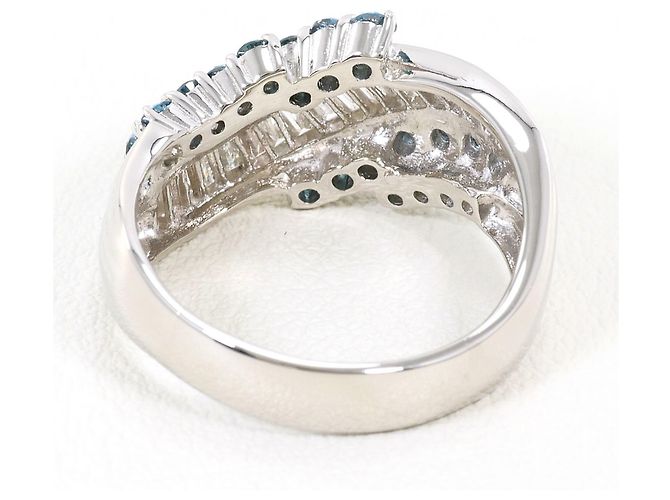 Autre Marque PT900 Platinring mit blauem Diamanten - Ansicht 4