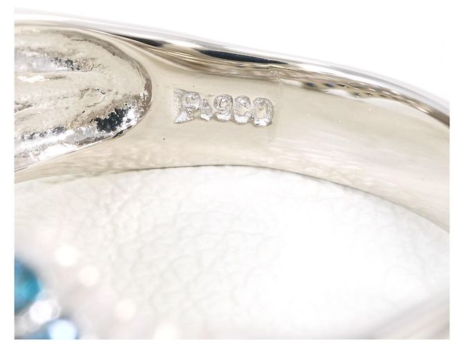 Autre Marque PT900 Platinring mit blauem Diamanten - Ansicht 5