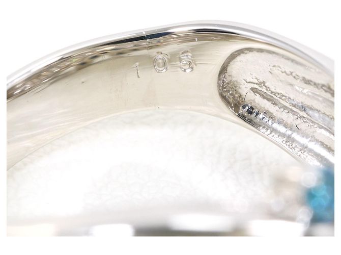 Autre Marque PT900 Platinring mit blauem Diamanten - Ansicht 6