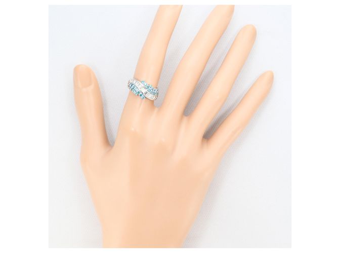 Autre Marque PT900 Platinring mit blauem Diamanten - Ansicht 7