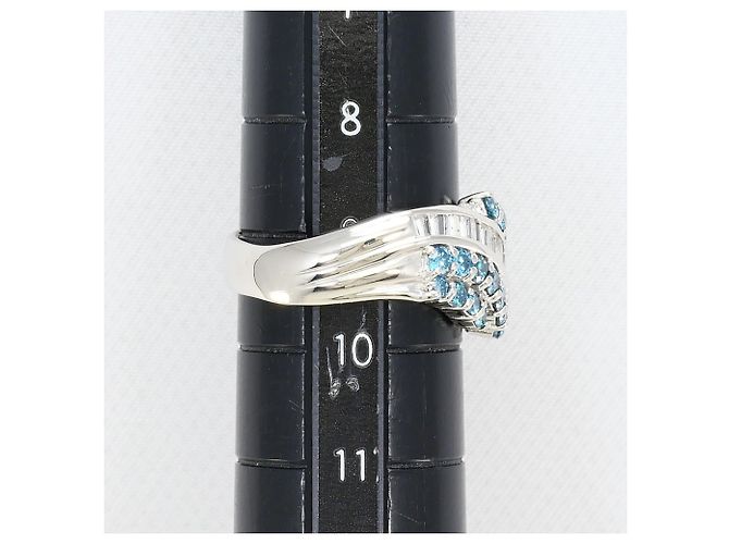 Autre Marque PT900 Platinring mit blauem Diamanten - Ansicht 8
