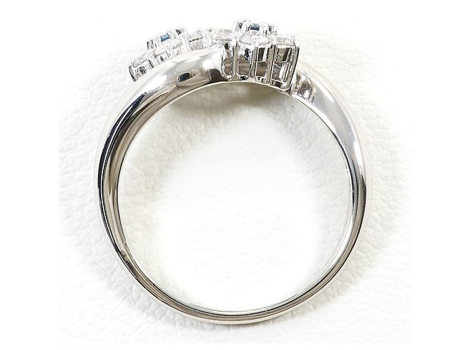 Autre Marque PT900 Platinring mit blauem Diamanten - Ansicht 3