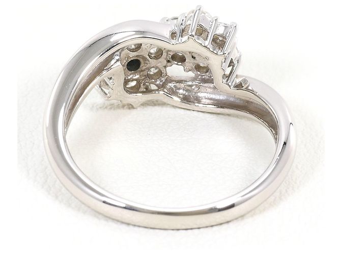 Autre Marque PT900 Platinring mit blauem Diamanten - Ansicht 4