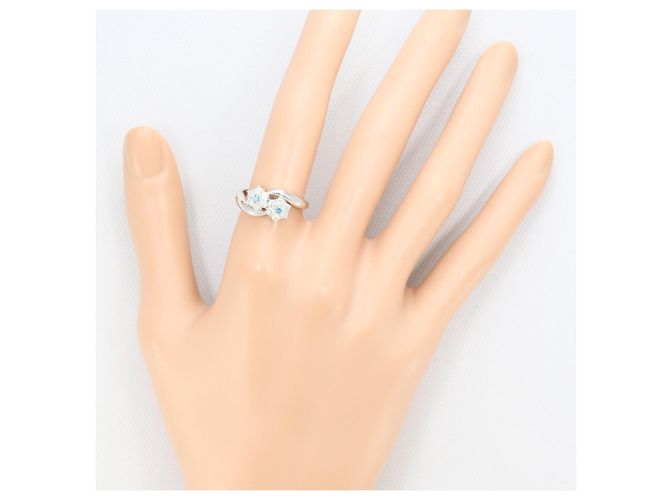 Autre Marque PT900 Platinring mit blauem Diamanten - Ansicht 7