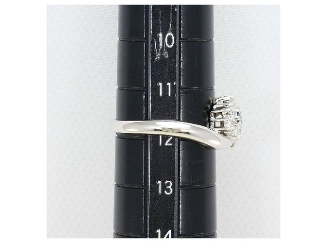 Autre Marque PT900 Platinring mit blauem Diamanten - Ansicht 8