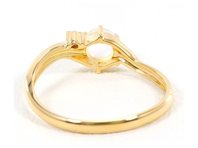 Autre Marque 18K Gelbgold-Ring mit Diamant und Mondstein Golden - Ansicht 4