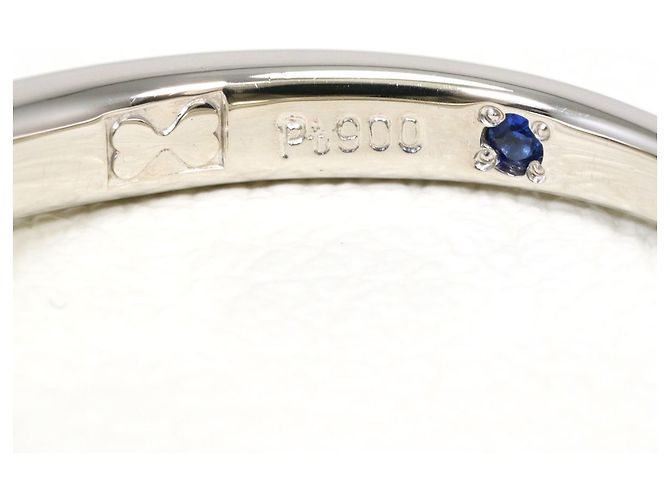 Autre Marque Platinum Band Ring with Diamond and Sapphire - view 4